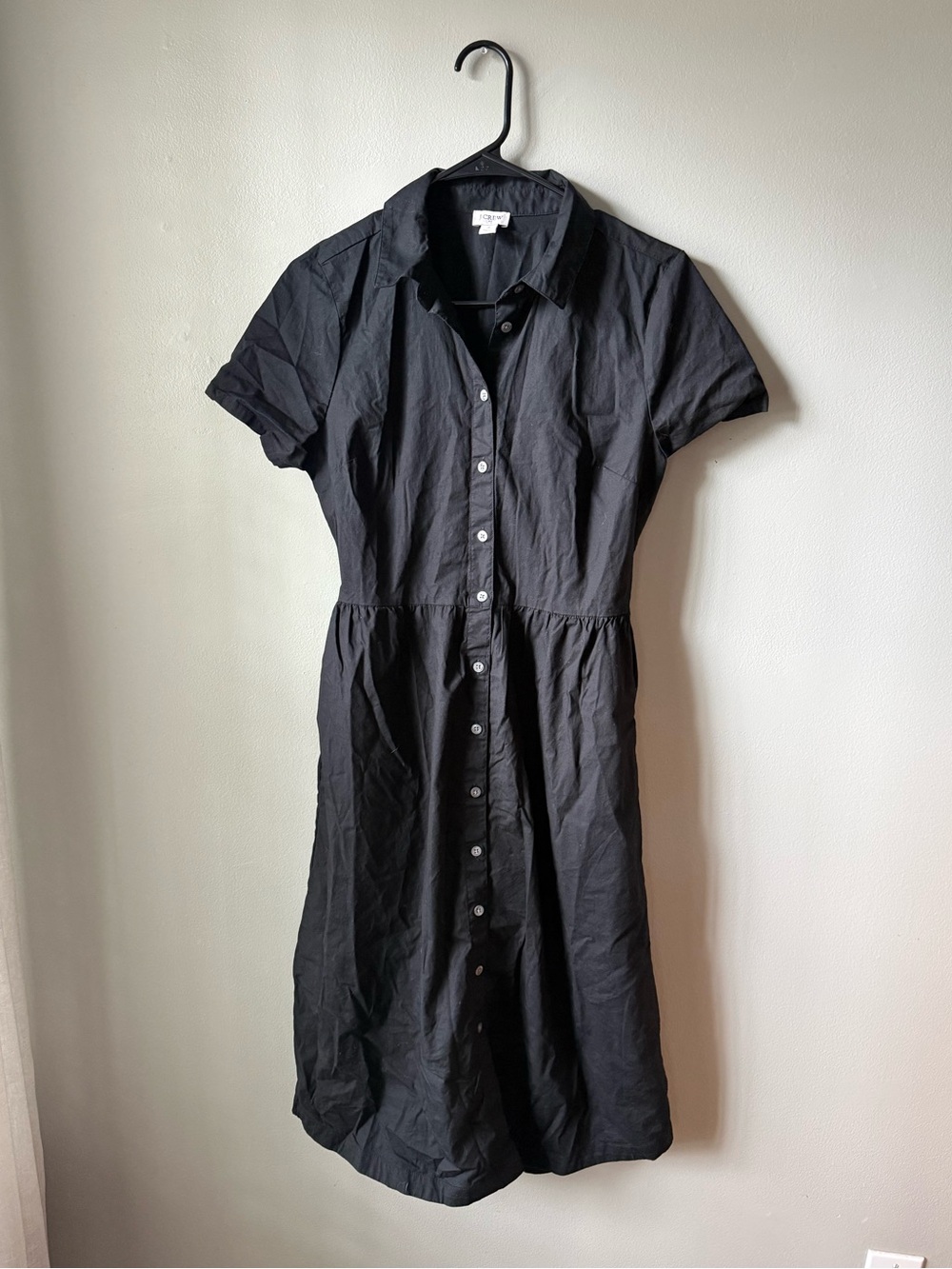 J. Crew Black Button Front Shirt Dress Size 4